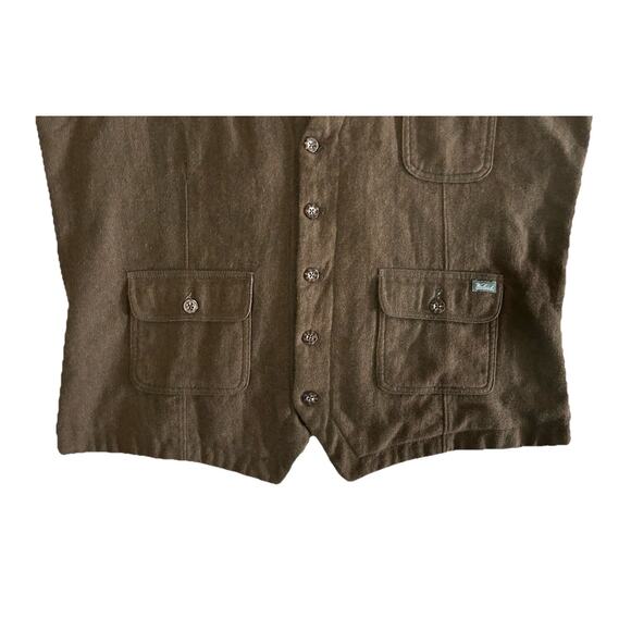 Woolrich Men’s Ruxton Brown Herringbone Wool Vest Front Pockets Size XL - Picture 4 of 6